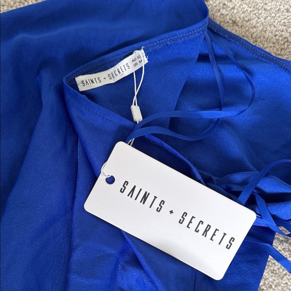Saints + Secrets NWT size medium AU 10 cobalt blue halter homecoming hoco dress - Picture 2 of 7